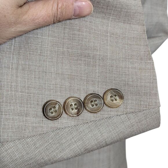 Vintage Chaps By Ralph Lauren 3-Piece Suit Tan Crosshatch Preppy Old Money Rich - Picture 7 of 16